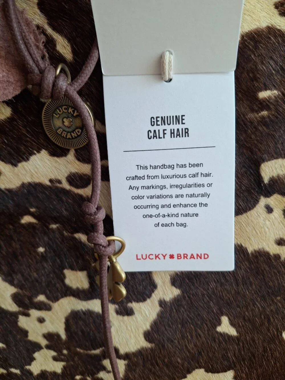 (New) Lucky Brand – Noel Calf Hair Leather Tote Shoulder Bag (Dark Cappucino)